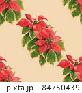 アナログ水彩クリスマス用ポインセチア連続模様壁紙 84750439
