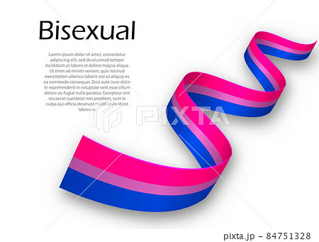 Waving ribbon or banner with Bisexual pride flag 84751328