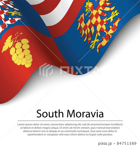 Waving flag of South Moravia is a region of Czech Republic on wh 84751389