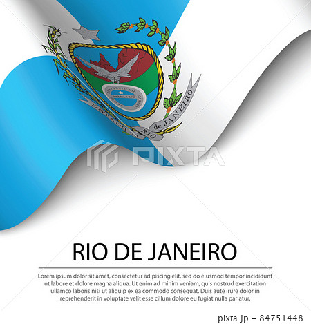 Waving flag of Rio de Janeiro is a state of Brazil on white back 84751448