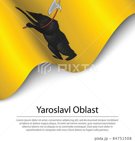 Waving flag of Yaroslavl Oblast is a region of Russia on white b 84751508