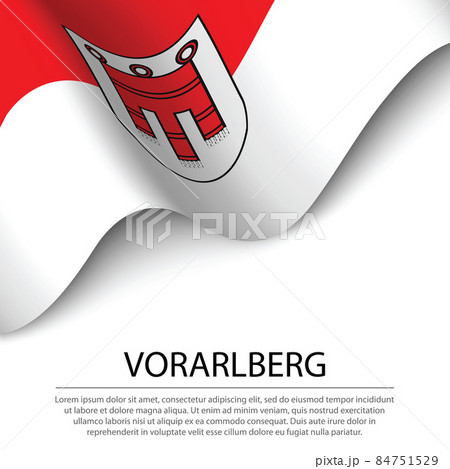 Waving flag of Vorarlberg is a state of Austria on white backgro 84751529