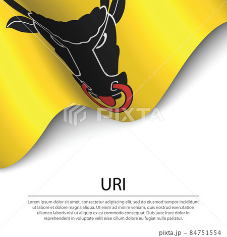 Waving flag of Uri is a canton of Switzerland on white backgroun 84751554