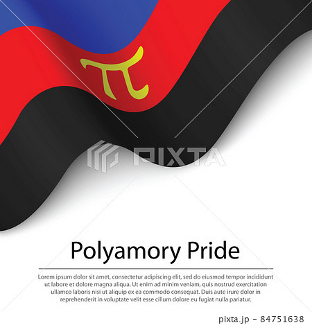 Waving flag of Polyamory Pride on white background. Banner or ri 84751638