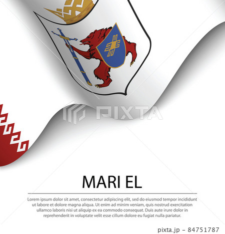 Waving flag of Mari El is a region of Russia on white background Waving flag of Mari El is a region of Russia on white background 84751787