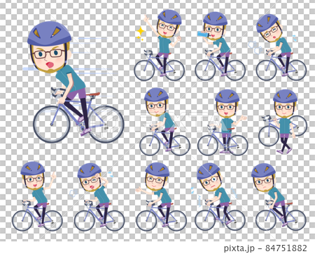 一組騎著公路自行車穿運動服的白人 84751882