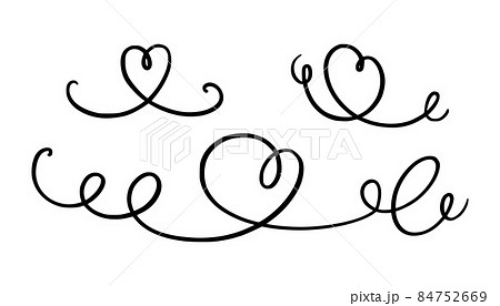 Squiggle and swirl line with a heart. Hand drawn calligraphic swirl. Vector illustration 84752669