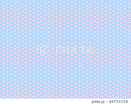 背景素材　背景　壁紙　和柄　日本　青海波　清海波　青海破　柄　伝統　波形　パステル　水色 84753159
