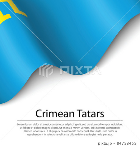 Waving flag of Crimean Tatars on white background. Banner or rib Waving flag of Crimean Tatars on white background. Banner or rib 84753455