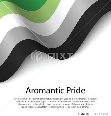 Waving flag of Aromantic Pride on white background. Banner or ri Waving flag of Aromantic Pride on white background. Banner or ri 84753588