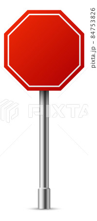 Red road sign. Realistic blank octagon board. Alarm symbol 84753826