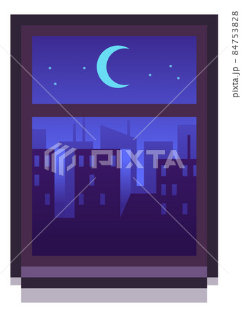 Night cityscape in window frame. View from home Night cityscape in window frame. View from home 84753828