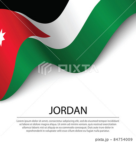 Waving flag of Jordan on white background. Banner or ribbon temp 84754009