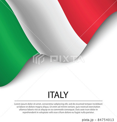 Waving flag of Italy on white background. Banner or ribbon templ 84754013