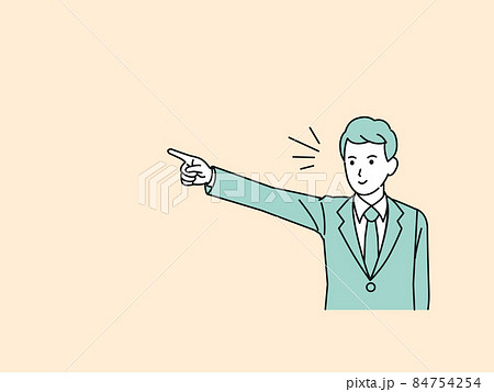 指を差す 会社員 ビジネスマン スーツ姿の男性 目標 目指す ポーズ 仕草のイラスト素材