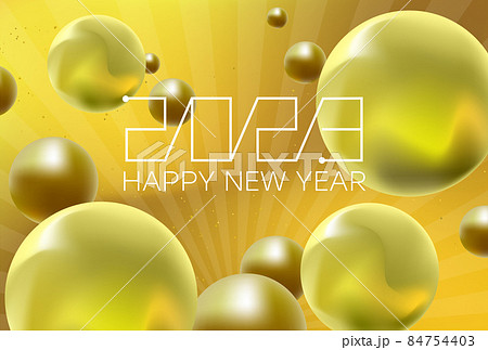 年賀状用　金のボールが浮遊する　豪華な背景 84754403