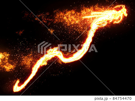 燃え上がる火の龍のイラストのイラスト素材