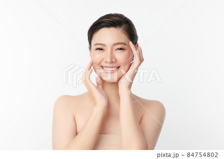 Beautiful young asian woman with clean fresh skin on white background, Face care, Facial treatment, Beautiful young asian woman with clean fresh skin on white background, Face care, Facial treatment, 84754802