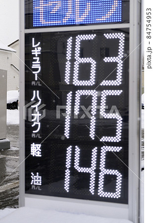 ガソリンスタンドの価格表示 84754953
