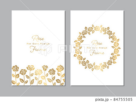 薔薇の花のイラストを装飾したカードのデザイン テンプレート素材セットのイラスト素材