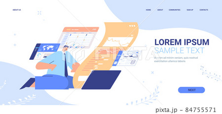 businessman monitoring financial data business man analyzing charts and graphs stock exchange concept 84755571