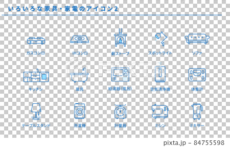 Simple icon set 2 for various furniture and home appliances, vector Simple icon set 2 for various furniture and home appliances, vector 84755598
