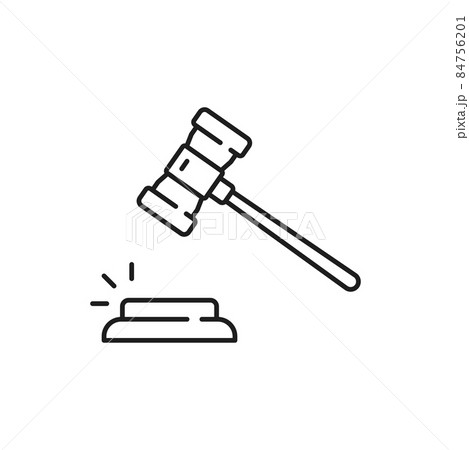 Decision mallet judge hammer, court and law legal service icon. Vector judge equipment, court item, justice and verdict announcement of guilty or innocent. Judicial branch of power symbol Decision mallet judge hammer, court and law legal service icon. Vector judge equipment, court item, justice and verdict announcement of guilty or innocent. Judicial branch of power symbol 84756201