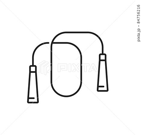 Jump rope workout outline icon, gym fitness thin line pictogram. Gym workout with vector OBJECT. Weight control outline icon, body training or gym fitness 84756216