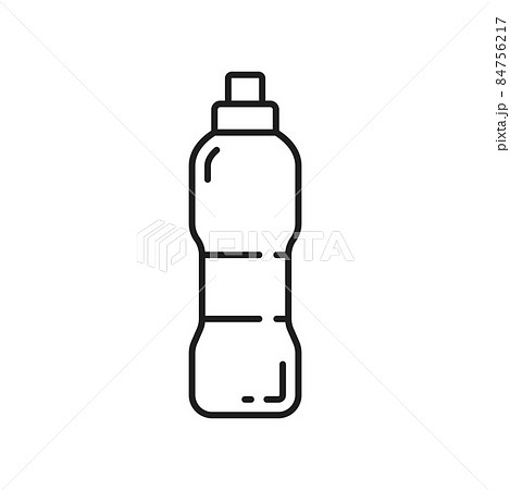 Water bottle or energetic drink container outline icon. Sport nutrition and diet thin line sign, fitness workout and body training outline vector pictogram or symbol with soda or mineral water bottle 84756217