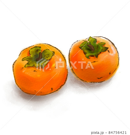 2個並んだ熟れた柿 84756421