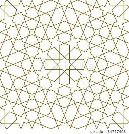 Seamless arabic geometric ornament in brown color. Seamless arabic geometric ornament in brown color. 84757408