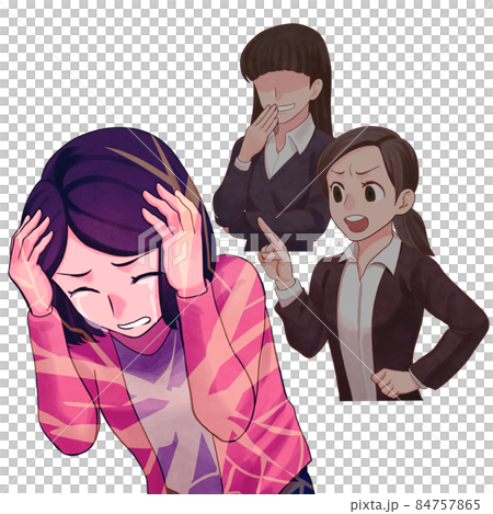 Illustration of a woman receiving power harassment 84757865