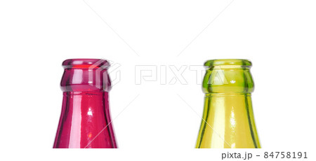 Part of two very old pink and yellow soda glas bottles Part of two very old pink and yellow soda glas bottles 84758191