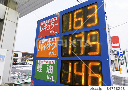 ガソリンスタンドの価格表示 84758248