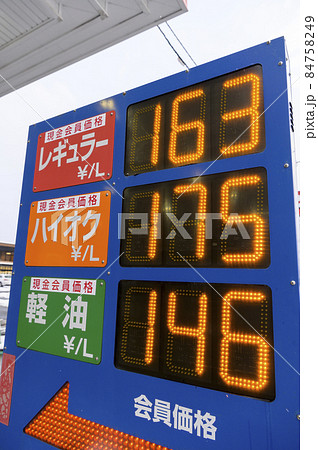 ガソリンスタンドの価格表示 84758249