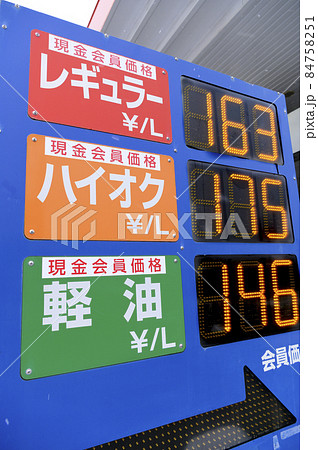 ガソリンスタンドの価格表示 84758251