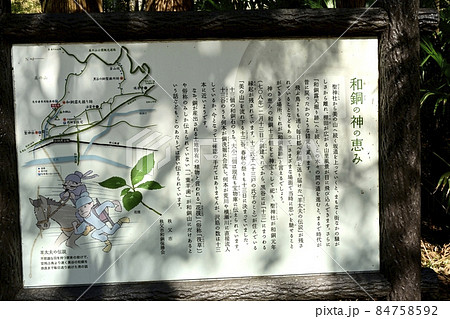 和銅露天掘り跡の説明板 84758592