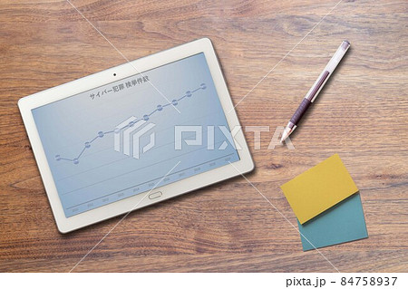 サイバー犯罪検挙件数（ネット)タブレット 付箋紙 ペン 84758937
