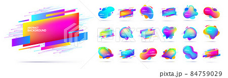 Big Set of abstract modern multi-colored geometric and Fluid  banners. Dynamic colored shapes. Trendy minimal template for the design of a logo, banners or posters. Vector illustration 84759029