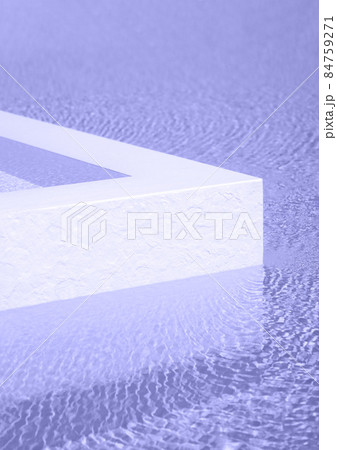 Natural stone concrete geometric podium in water. Empty showcase for packaging product presentation. Background for cosmetic products. Mock up pedestal.Toned in color of the year 2022, very peri. 84759271