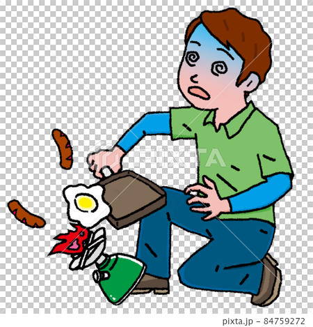 レジャーで調理中に一酸化炭素中毒に陥る男性 84759272