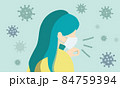 マスクとウイルスと人物のベクターイラスト 84759394