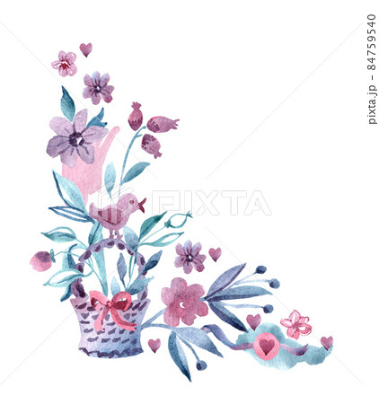 Watercolor flower bouquet. Hand painted illustration. High quality photo Watercolor flower bouquet. Hand painted illustration. High quality photo 84759540