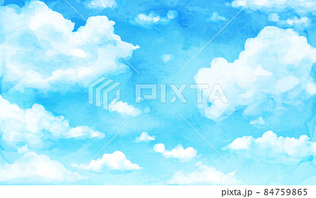 青空と白い雲の水彩のベクターイラスト背景 84759865