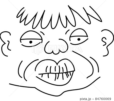 面白い人間の顔 ブサイク 怖い おじさん おばさんのイラスト素材