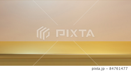 Yellow steel countertop, empty shelf. Vector realistic mockup 84761477