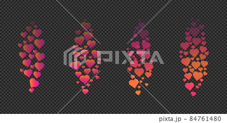 Live like stream social media reactions. Set of gradient colorful vector flying away hearts 84761480