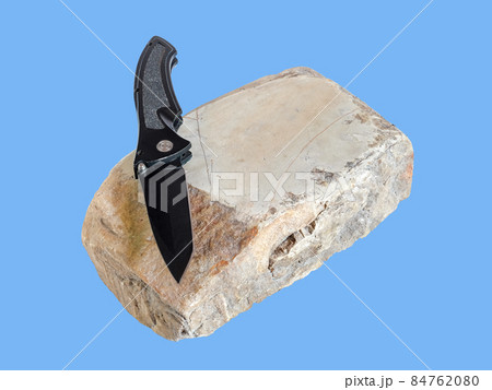 Nature whetstone knife or knife sharpening. Honing chef knife. 84762080