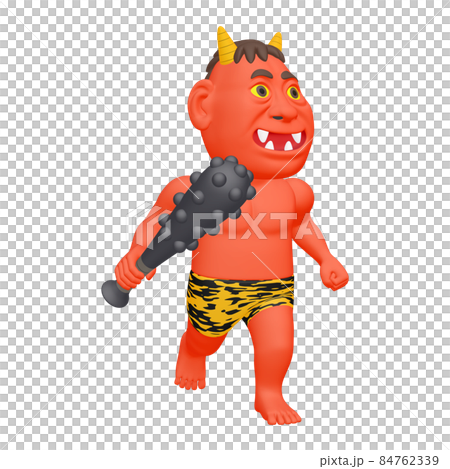 Setsubun illustration material demon character (2_3) red 84762339