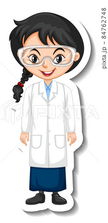 Scientist girl cartoon character sticker 84762748